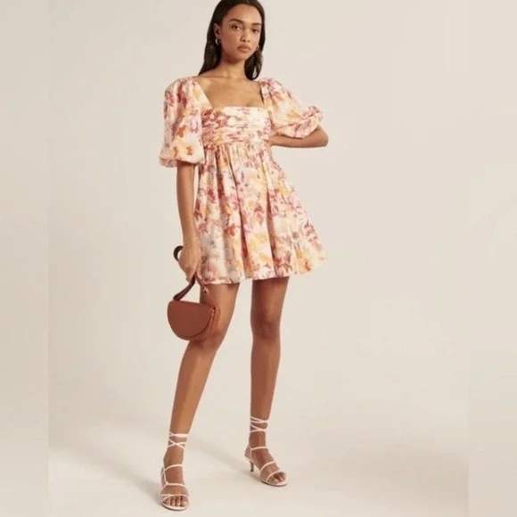 Abercrombie & Fitch Floral Mini Dress - Pink and Orange - Picture 3 of 9